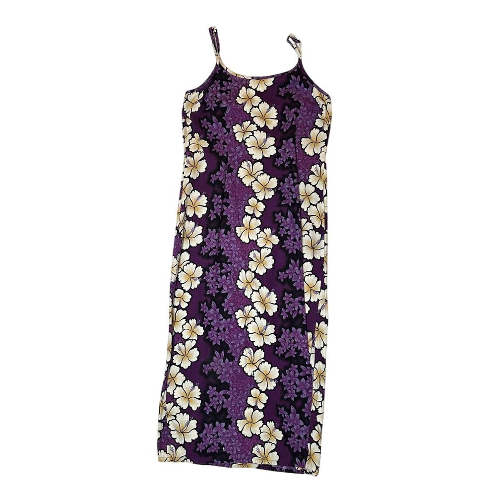 Hilo Hattie Hawaiian Original Vintage Purple & Cream Print Sheath Dress size 16